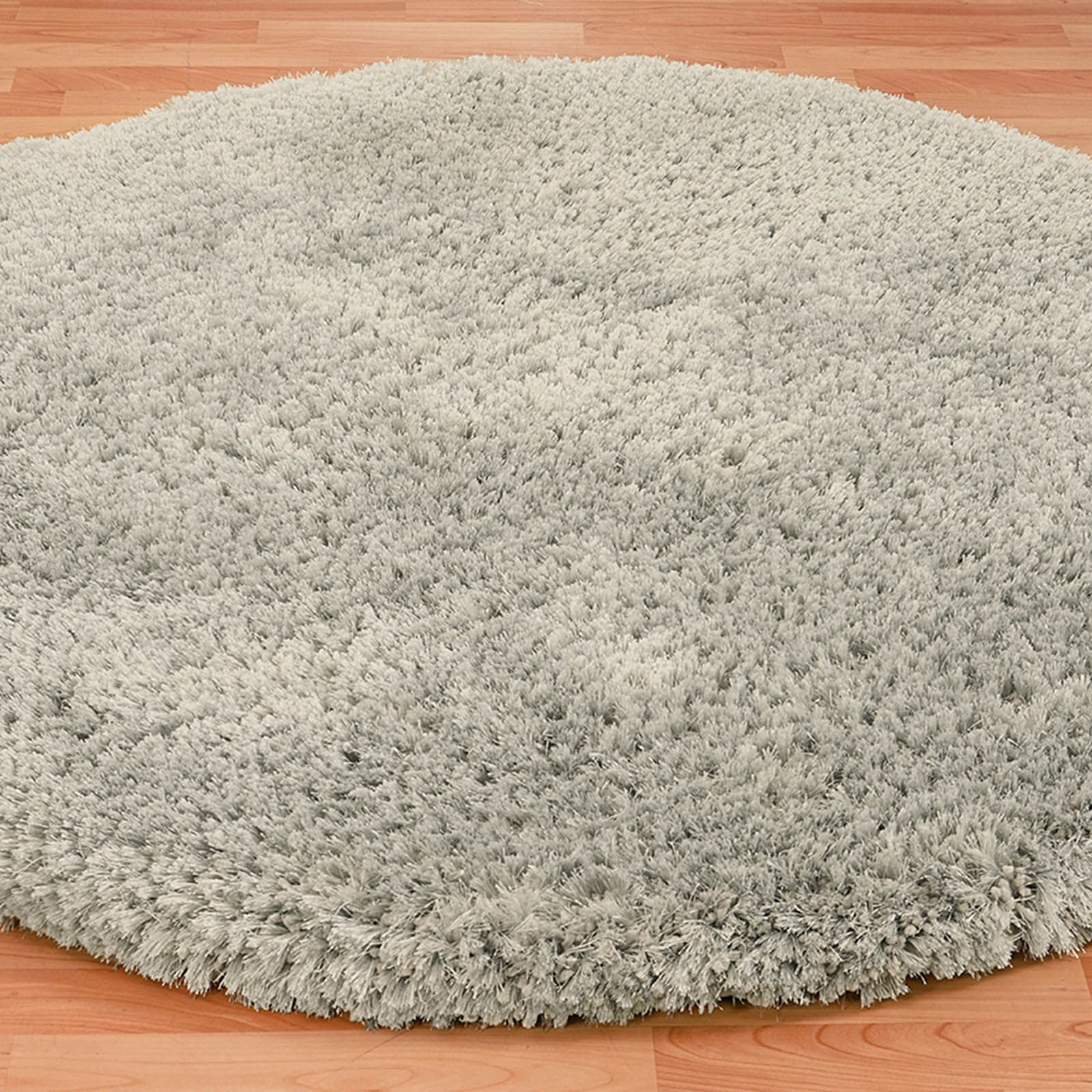 Revival Circlular Shaggy Rugs In Silver